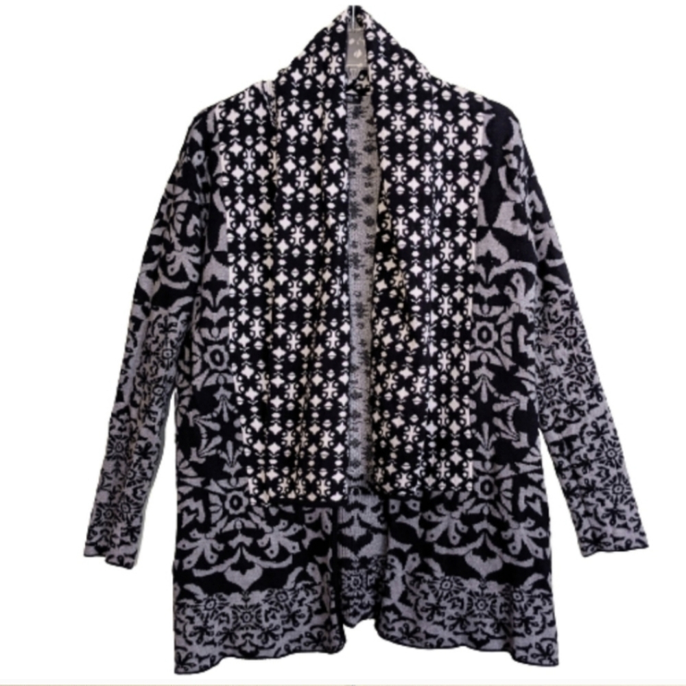 Gypsy 05 Cardigan Sweater Black Gray Shawl Collar Wool  Cotton XS